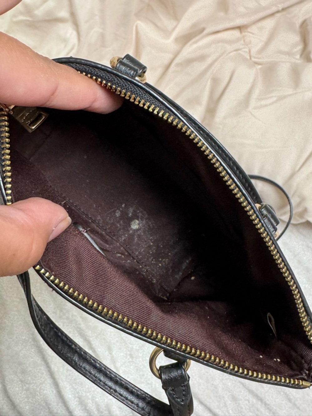 Coach Dark Brown Signature Crossbody Satchel with Black Trim - Picture 5 of 5